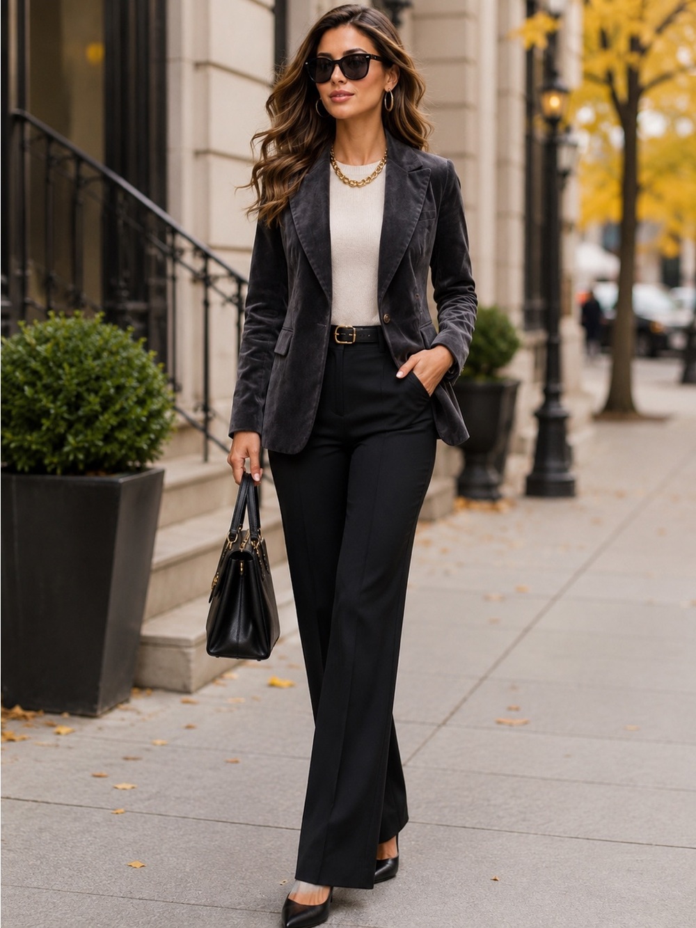 DG2 DIANE GILMAN Women's Gray VELVET 2 Button Notch Lapel Blazer Jacket L